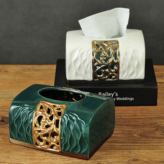 Chinese-style Ceramic Tissue Box For Home Use