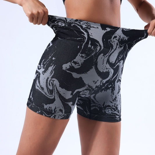 European And American Quick-drying Printing Hip Raise Yoga Pants Belly Contracting Fitness Peach Hip Sports High-waisted Trousers