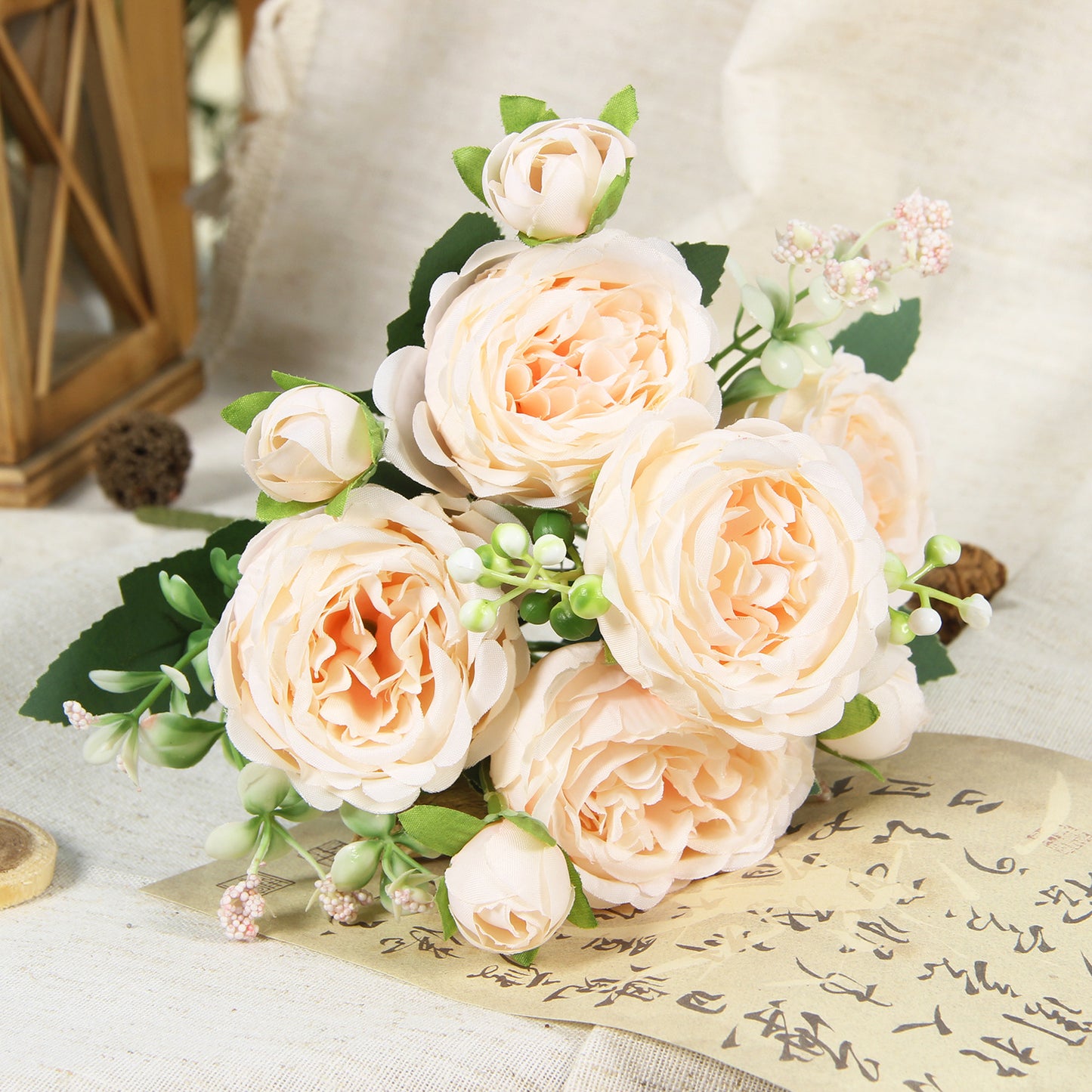 Home Wedding Rose Bouquet Made Of Silk Flowers