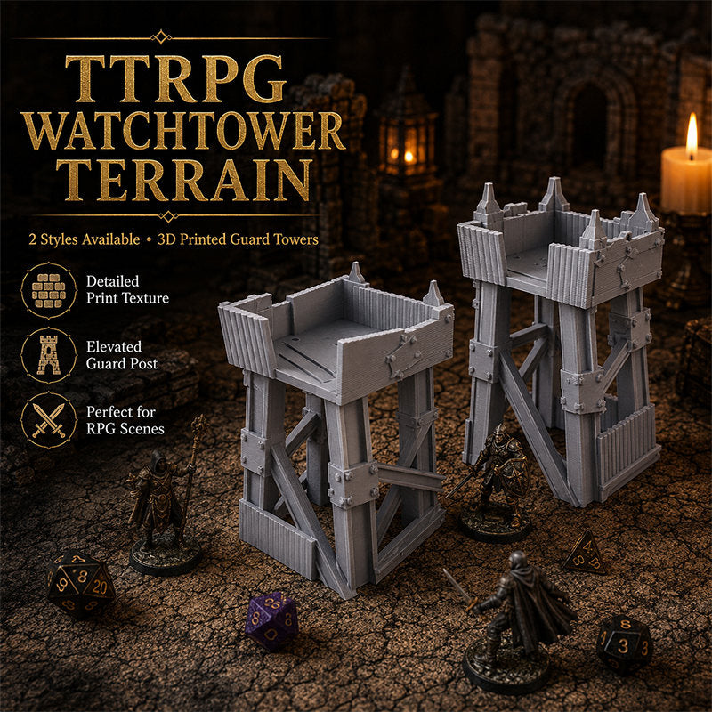 3D Printed Watchtower Terrain, Tabletop RPG Wargame Guard Tower Scenery For DND, Fantasy Miniature Diorama Decor