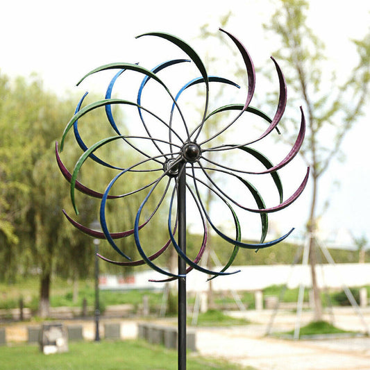 2M Metal Windmill Garden Art Decor Wind Spinner Kinetic Yard Colorful Sculpture