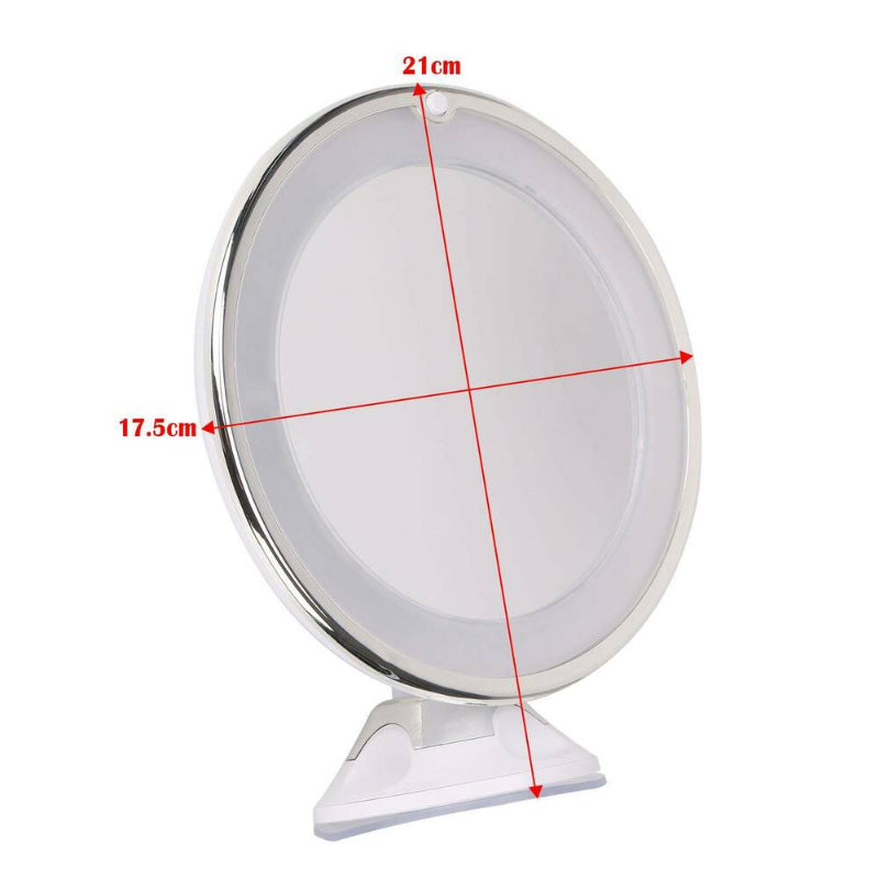 Makeup Mirror With 10X LED Suction Cup Shower Shave Cosmetic