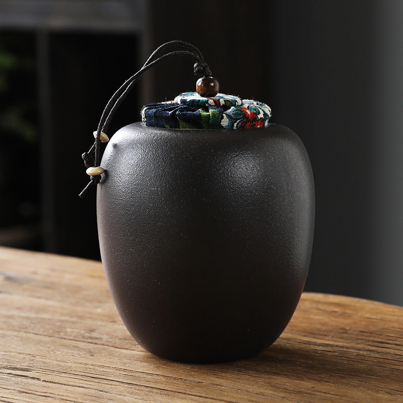 Coarse Pottery Tea Caddy Airtight Container Ceramic Puer Tea Canister