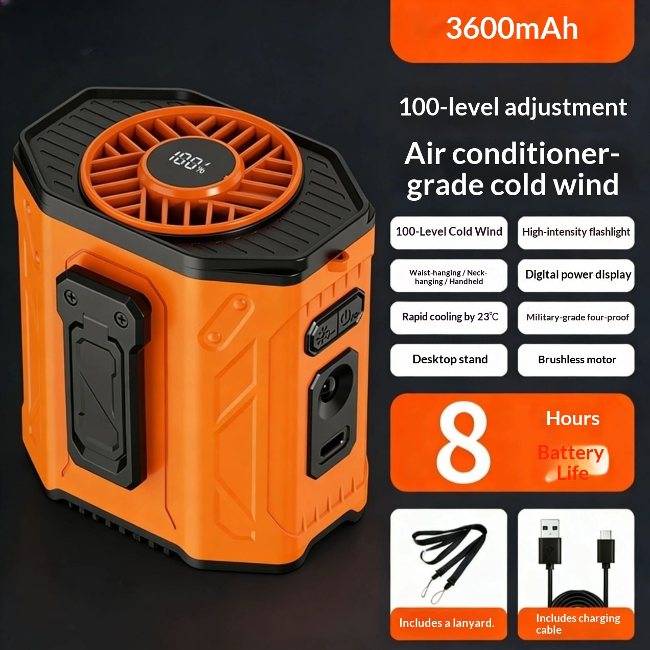 Portable Cooling Rechargeable Waist-Hanging Fan