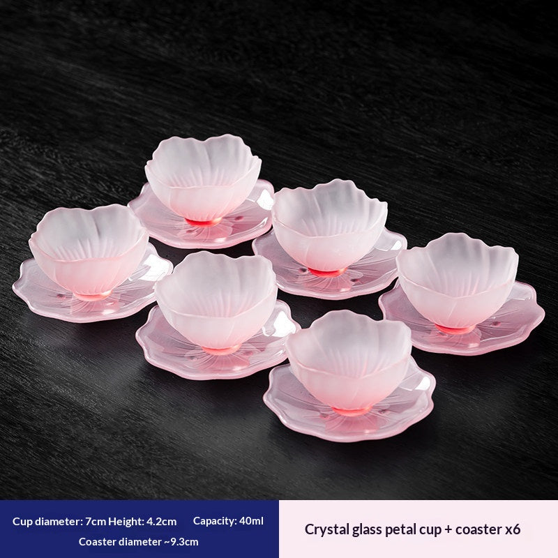 Shangqi Glazed Glass Peony Tea Cup, Fresh And Chic
