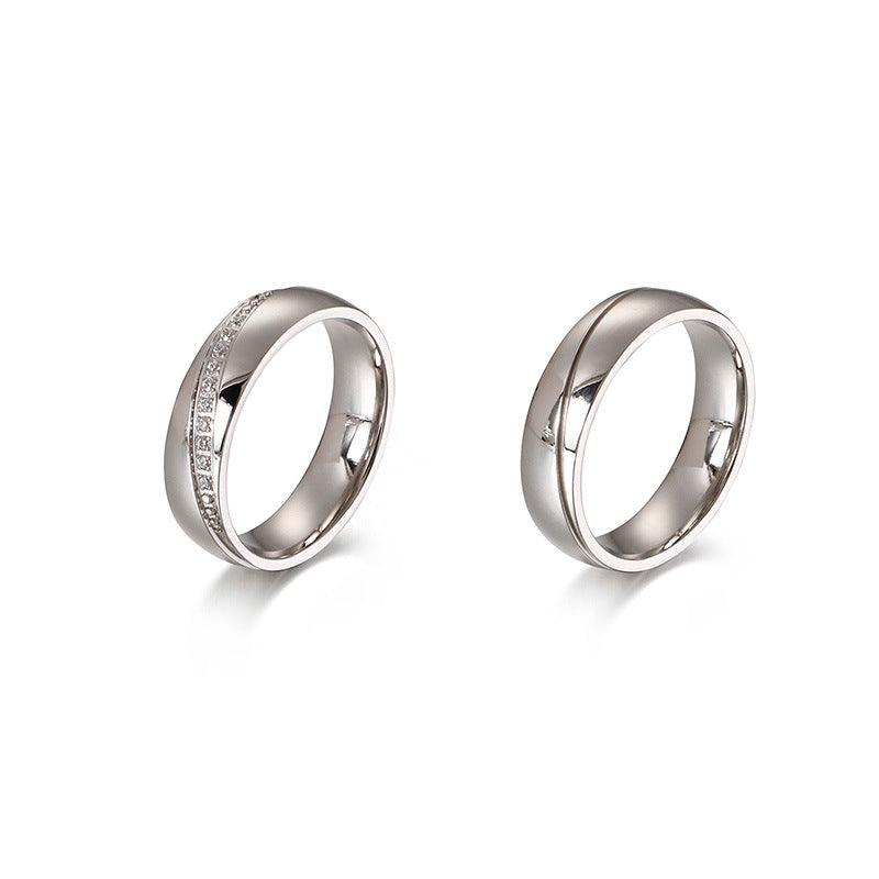 Korean-style Designed Titanium Steel Engagement Rings For Couples
