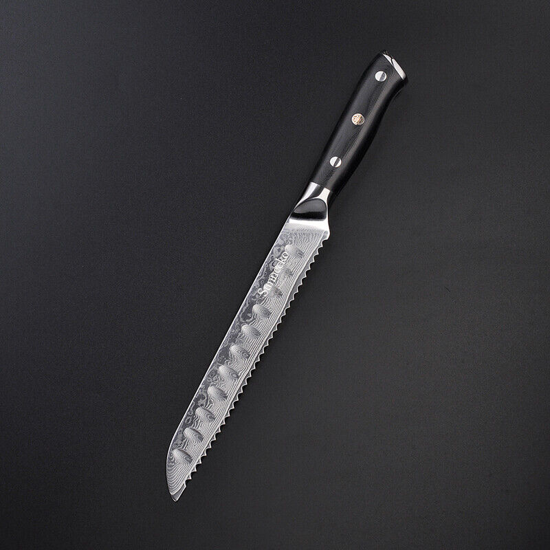 Sunnecko Serrated Bread Knife 8 Inch Damascus Steel Kitchen Sandwich Knife