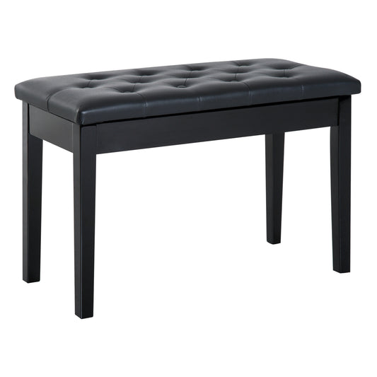 PU Leather Upholstered Piano Stool Makeup Stool Bench Dressing Table Seat With Storage 76x36x50cm, Black