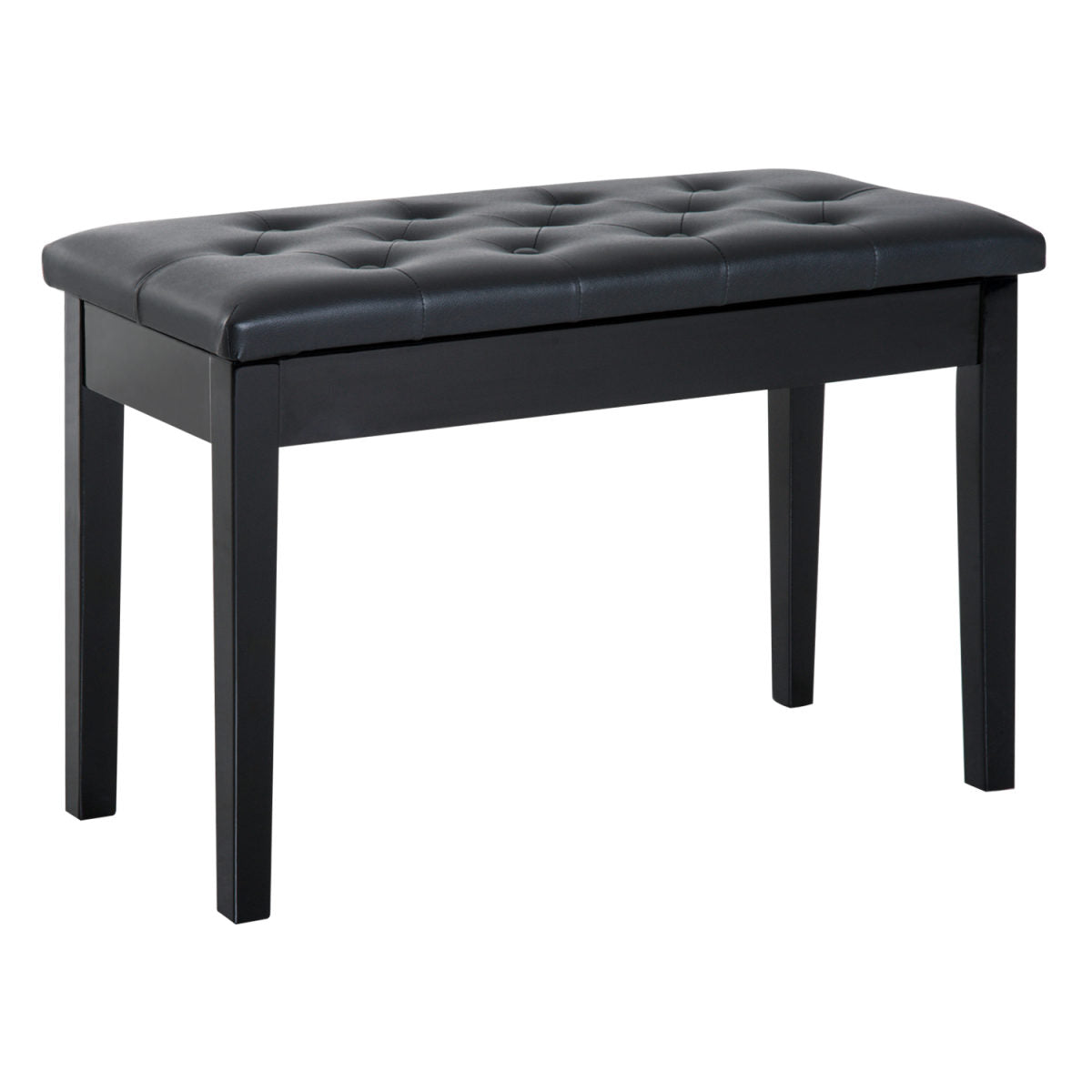 PU Leather Upholstered Piano Stool Makeup Stool Bench Dressing Table Seat With Storage 76x36x50cm, Black