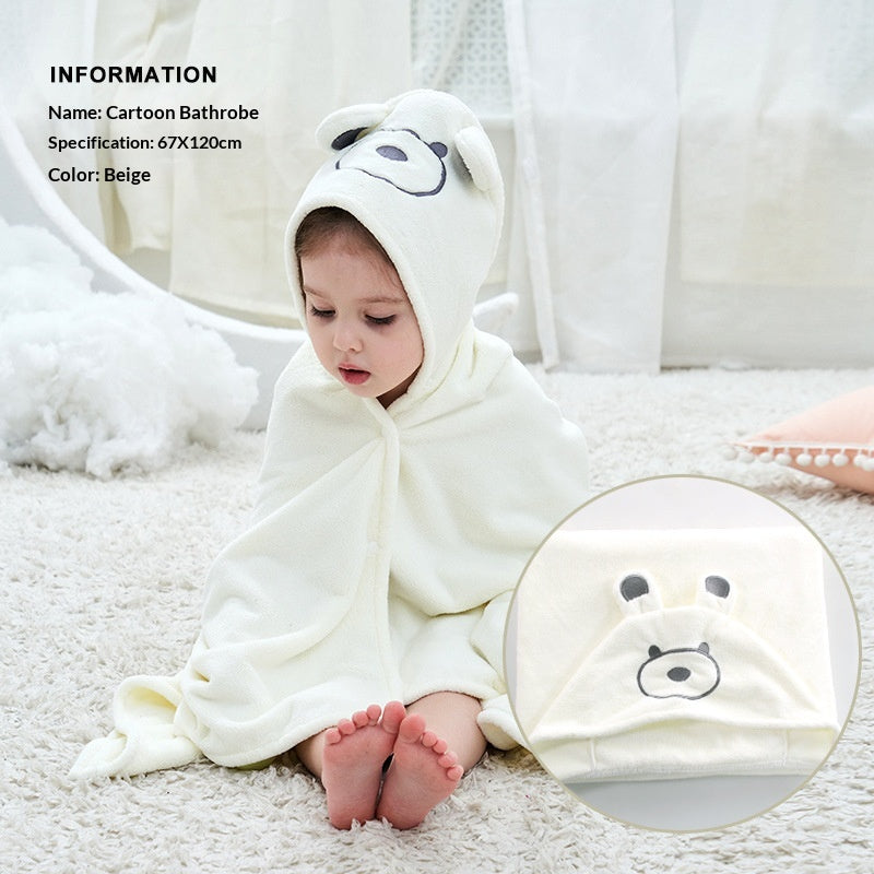 Baby Bath Towel Soft And Highly Absorbent With Hooded Coral Fleece Robe