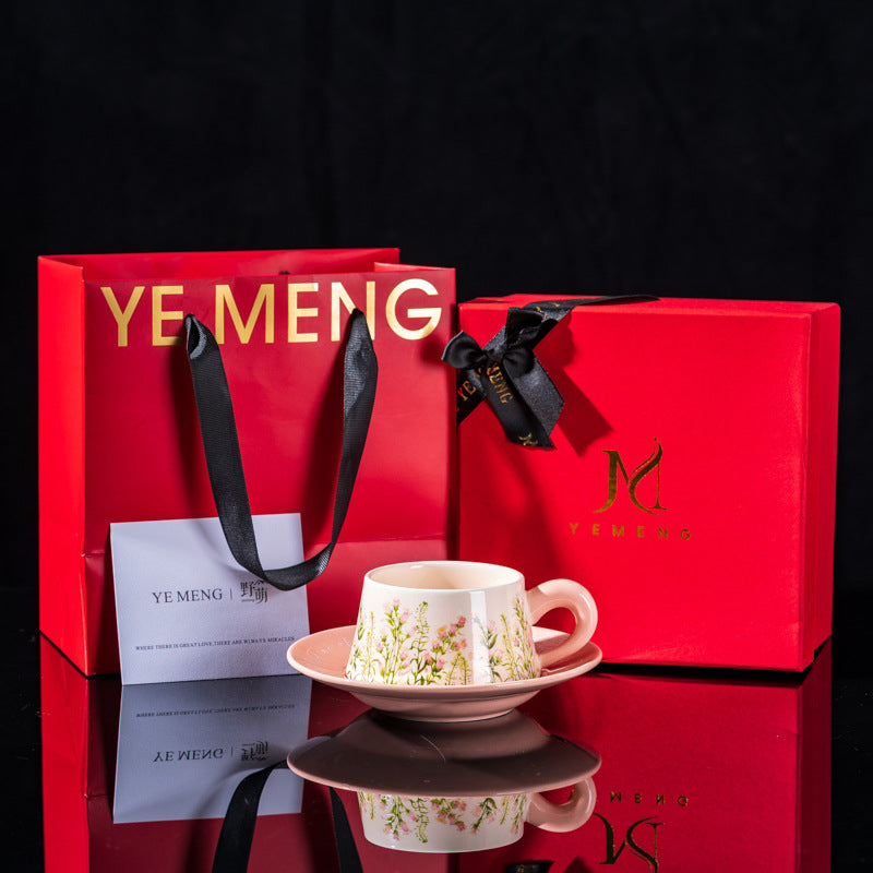 Affordable Luxury Original Iris Flower Ceramic Coffee Cup Gift Set