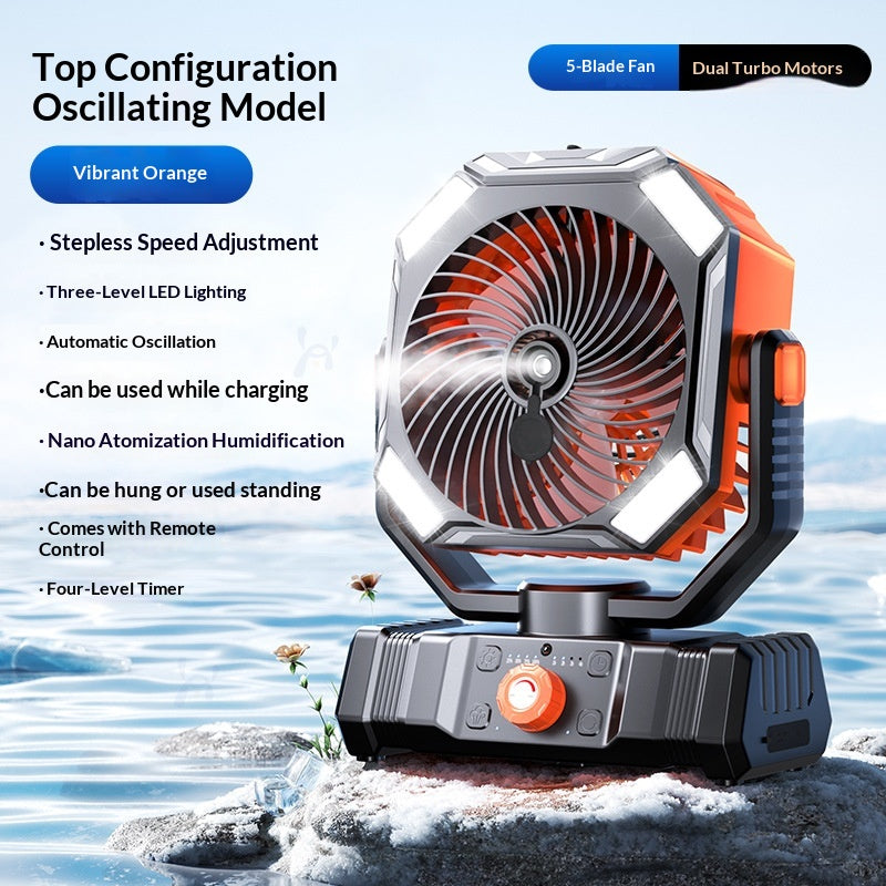 Charging Fan With LED Light And Water-replenishing Humidification