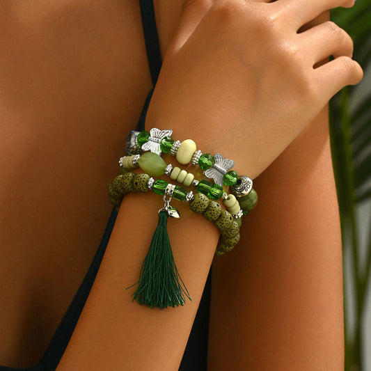 Ins Soft Sweet Women Beaded Bracelet 3Pcs Set, Unique Bowknot Design Niche Premium Texture Hand Jewelry
