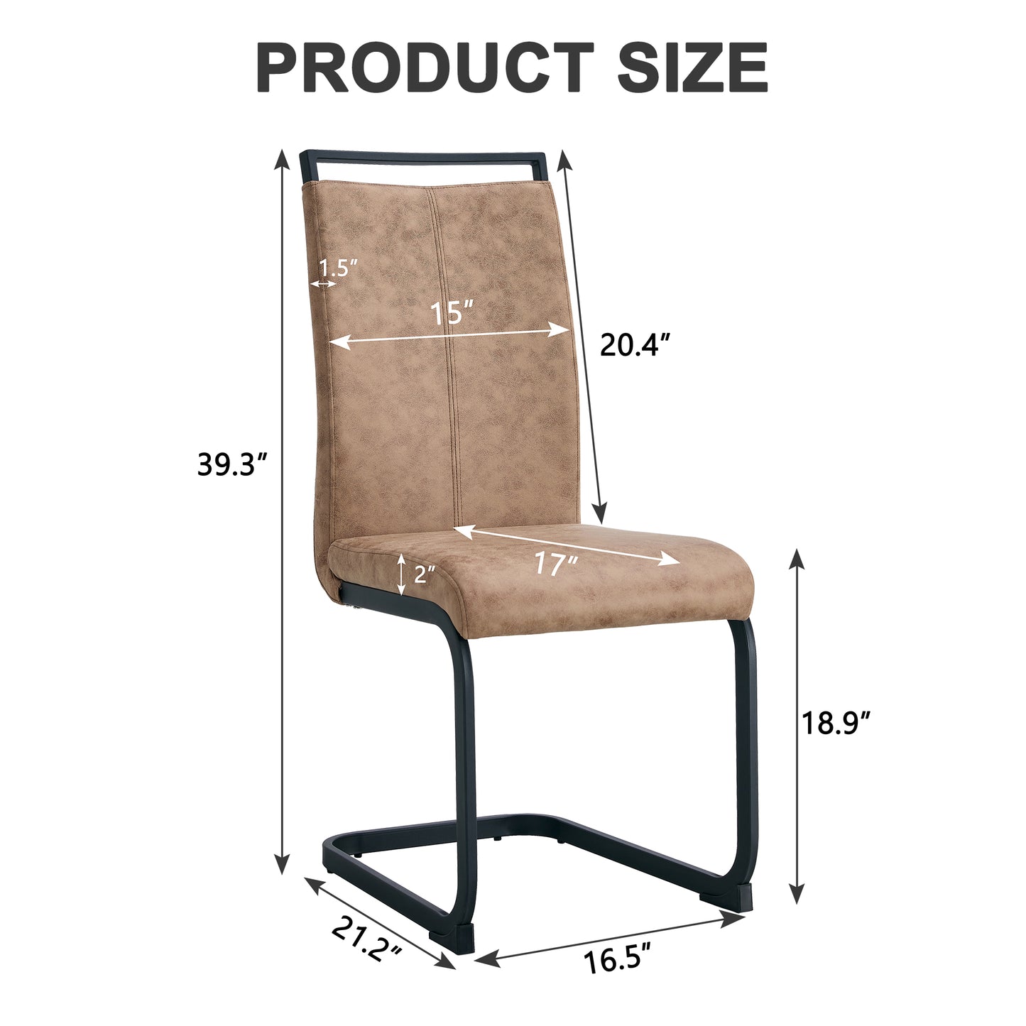 Modern Dining Chairs, Technology Cloth High Back Upholstered Side Chair With C-shaped Tube Black Metal Legs For Dining Room Kitchen Vanity  Club Guest Office Chair  Set Of 4 Brown 1162