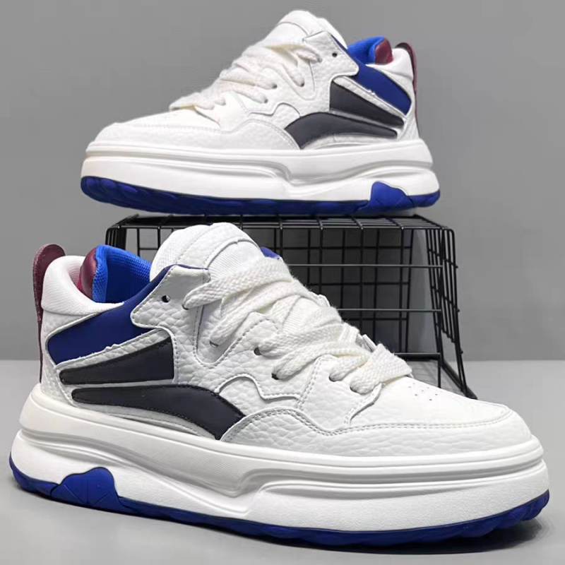 2026 New Spring Fashion Versatile Platform Height-boosting White Sneakers, Trendy Athletic Casual Skate Shoes For Young Men