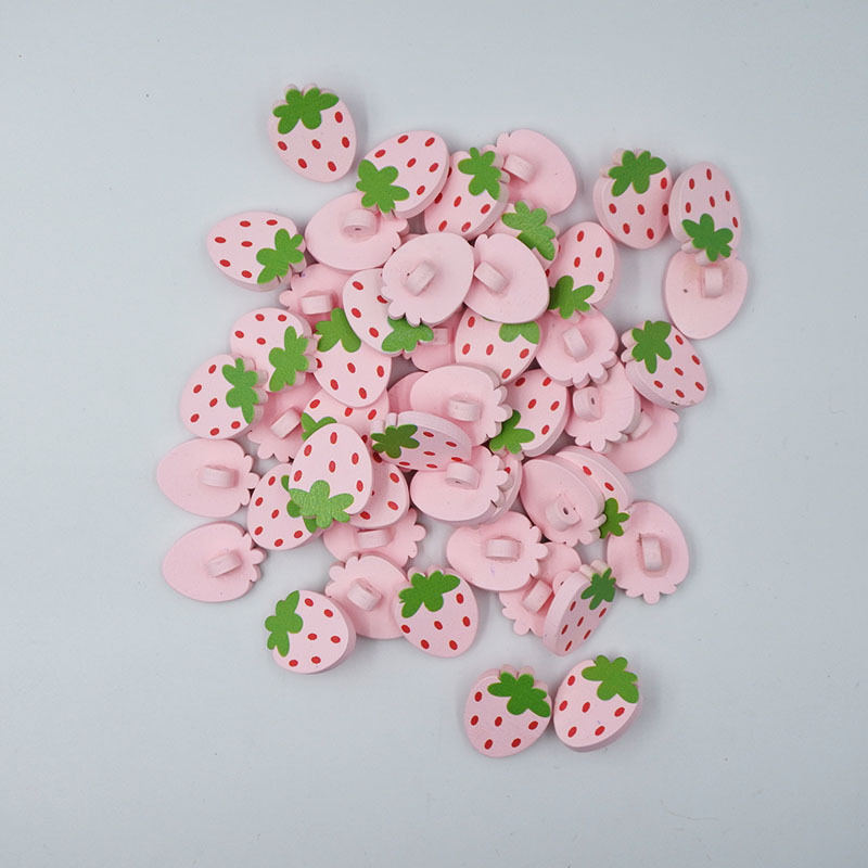 Wooden Strawberry Button DIY Ornament Accessories