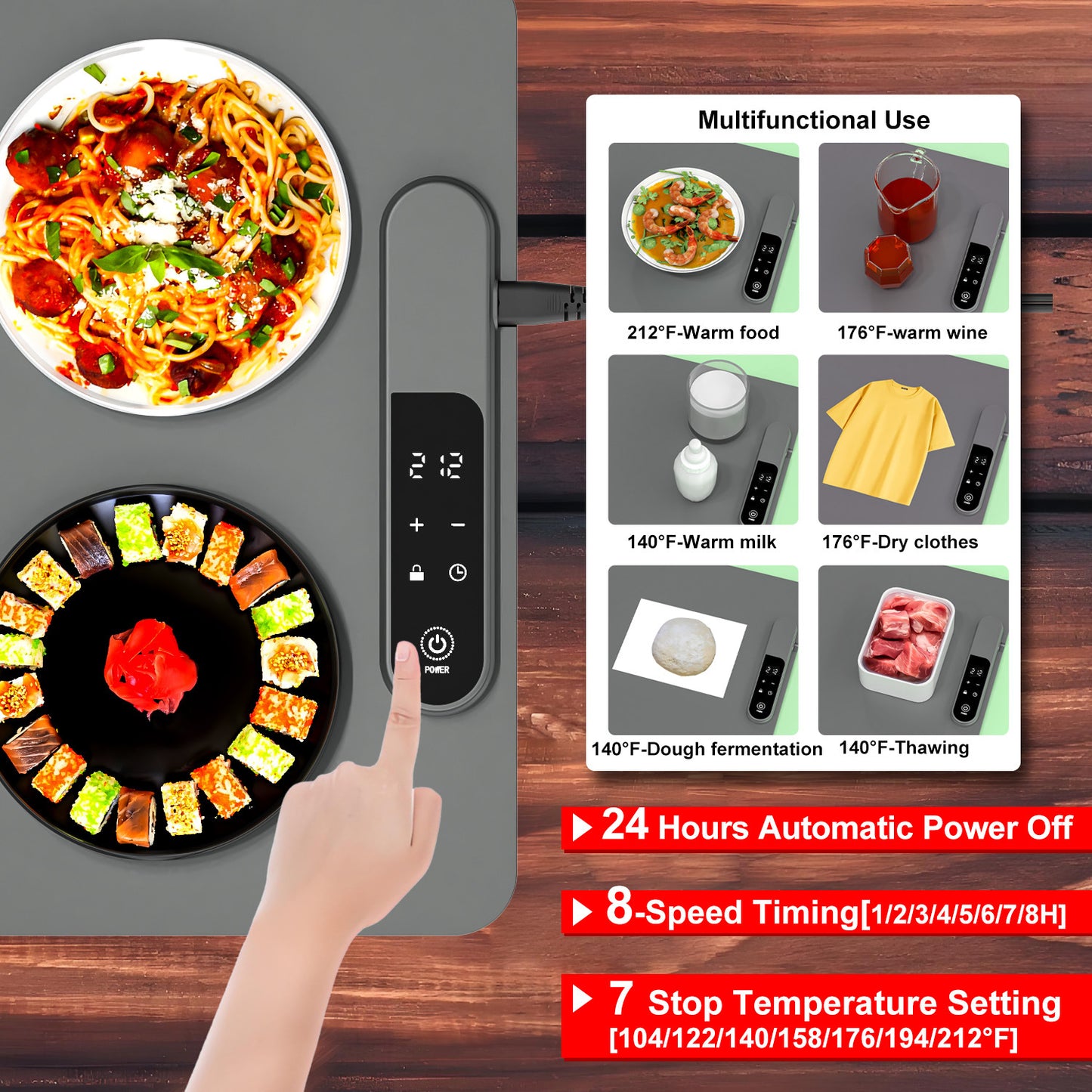 Multifunctional Foldable Heating Food Flexible Smart Dining Table Warm Cutting Board Mat