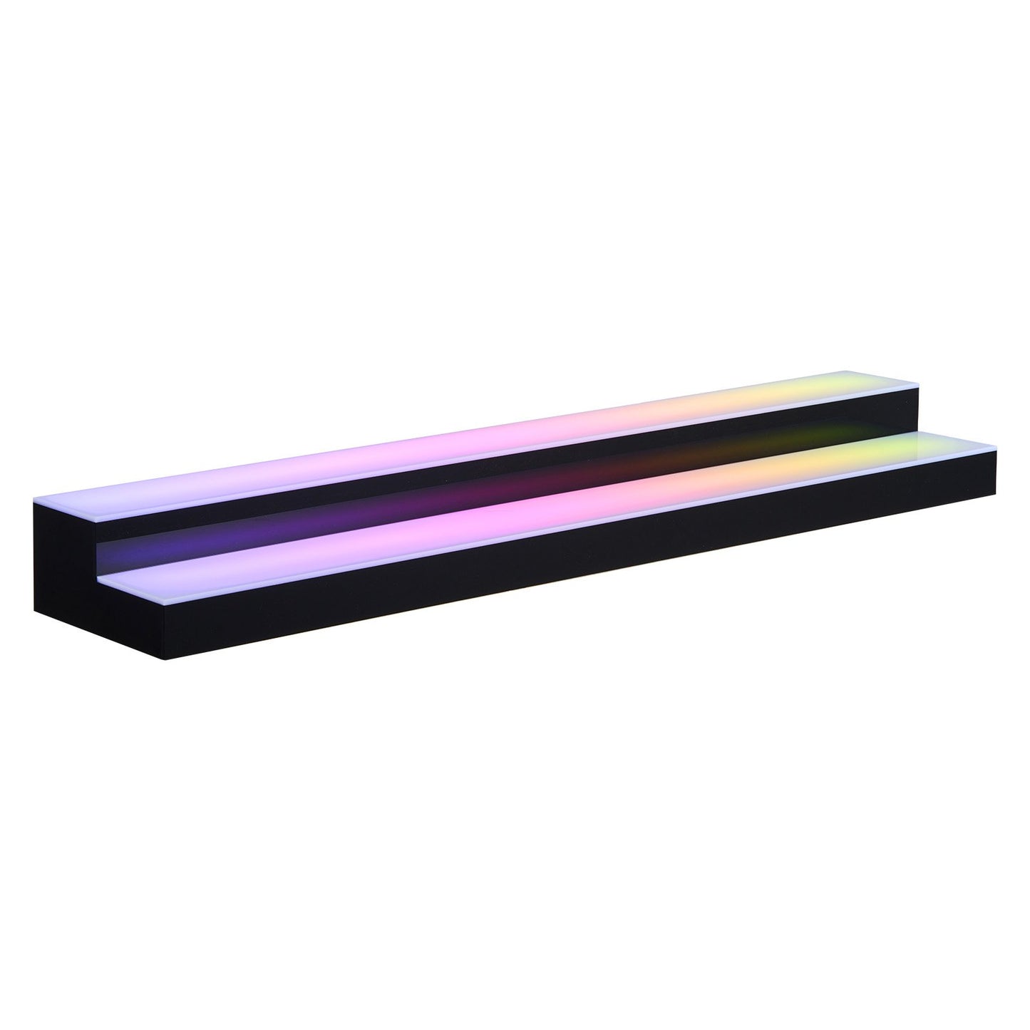LED Lighted Liquor Bottle Display, 2 Tiers 40 Inches, Supports USB, Acrylic Illuminated Home Bar Shelf Display With RF Remote & App Control, 9 Static Colors, Timing Mode, For 20-28 Bottles