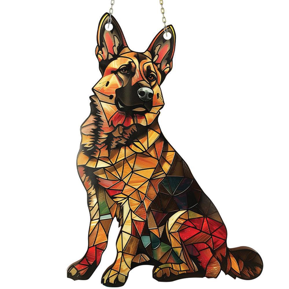 Gift Dog-shaped Acrylic Window Pendant In Colorful Designs