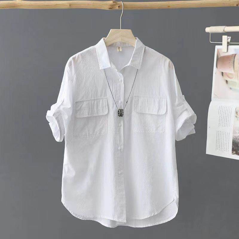 Korean-style Solid-color Age-reducing Blouse With Elegant Style