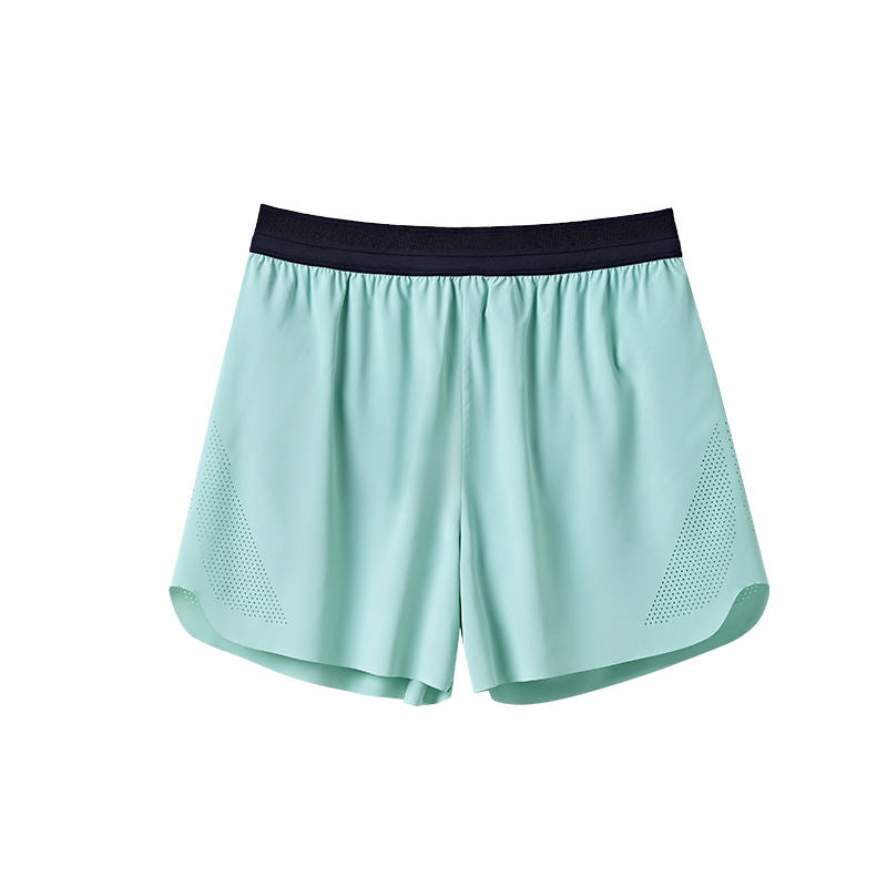 Laser-cut Faux Two-piece Running Shorts Outdoor Fitness Pants