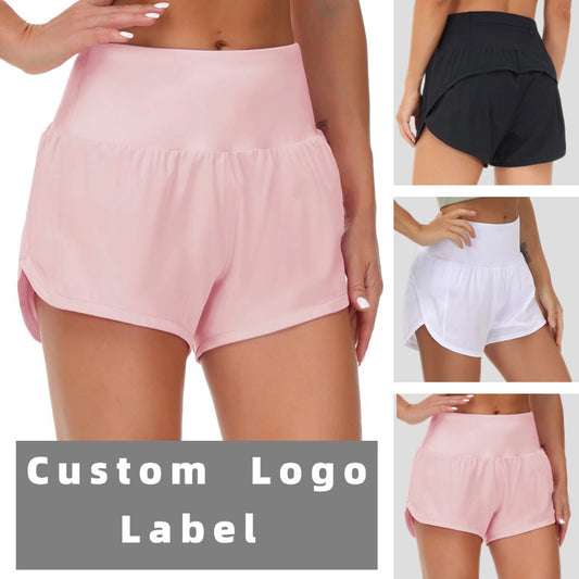 Cross-Border Hot Selling Summer New Style High-Waisted Outdoor Fitness Women's Sports Shorts With Zipper Pockets Elastic