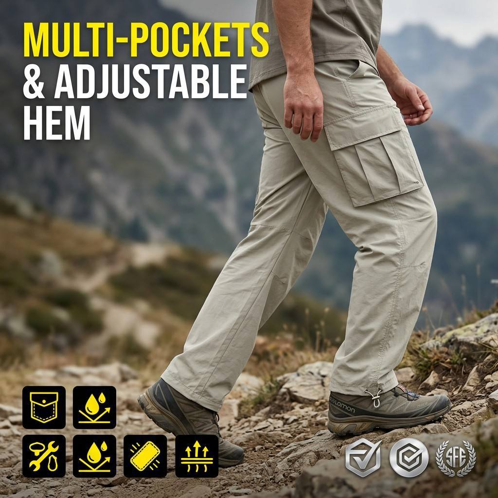 Outdoor Work Pants For Men With Multiple Pockets, Water-Resistant Hiking Pants, Drawstring Jogger Pants, Direct From The Source Manufacturer