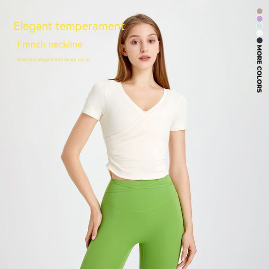 Fitness V-neck Yoga Jacket Women's Short Sleeve