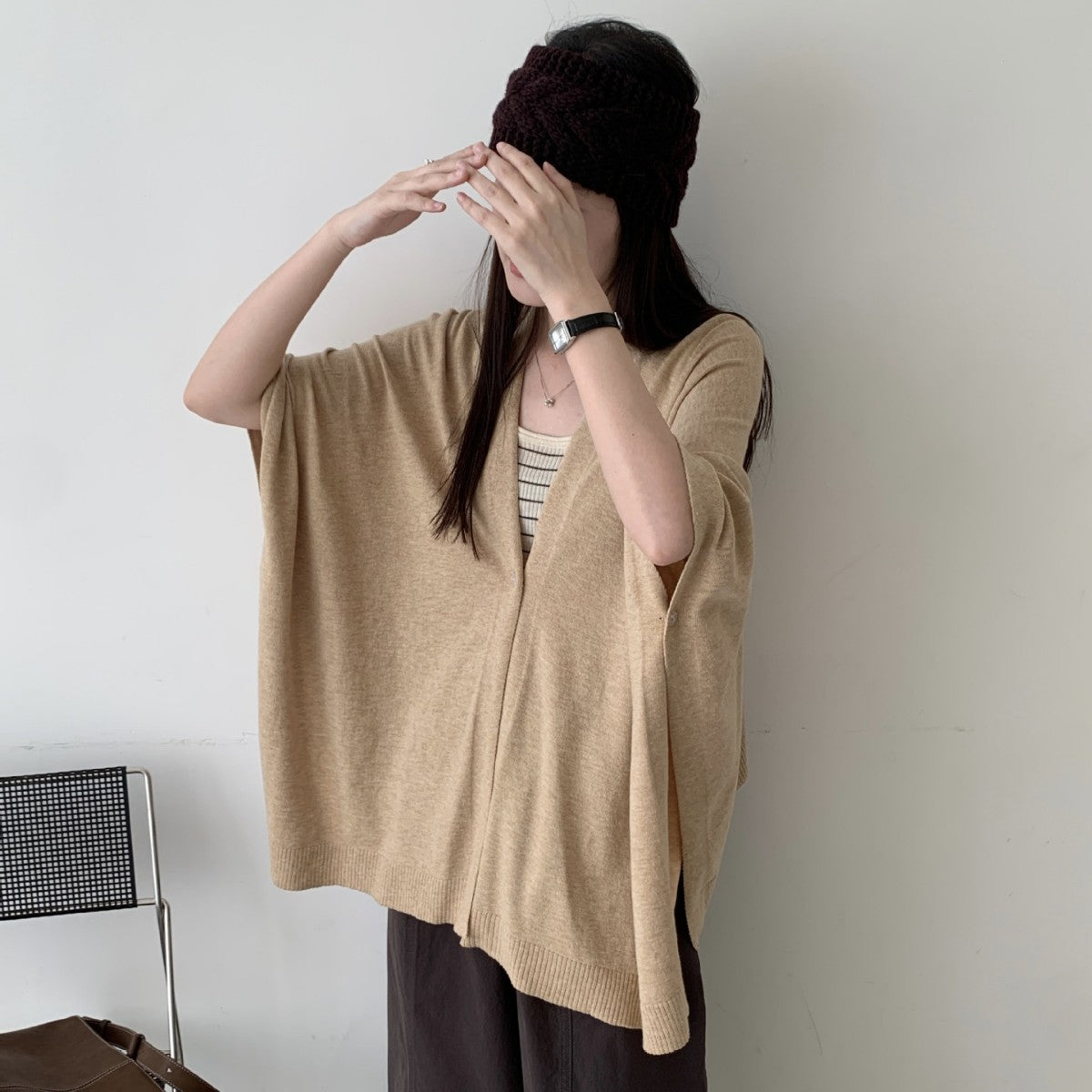 Korean-style Fashionable Versatile Travel Cloak Knitted Cardigan
