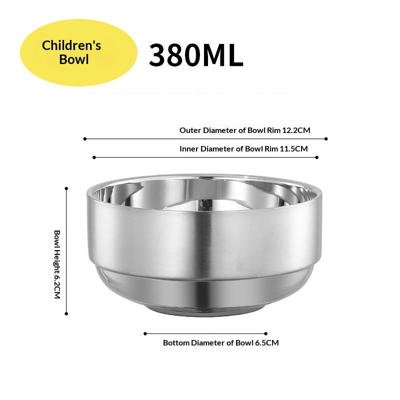 Commercial Korean-style Minimalist Stainless Steel Double-layer Bowl