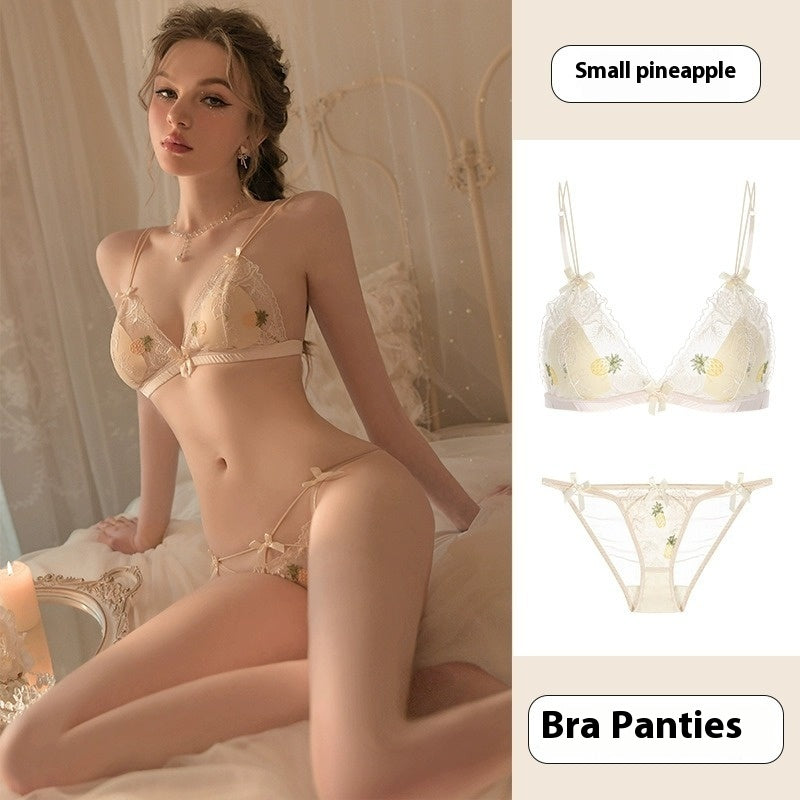 Sexy Beauty Back Women's Underwear Cute Pure Lace Without Steel Ring