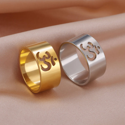 Titanium Steel Hollow Yoga Symbol Stainless Steel Ring