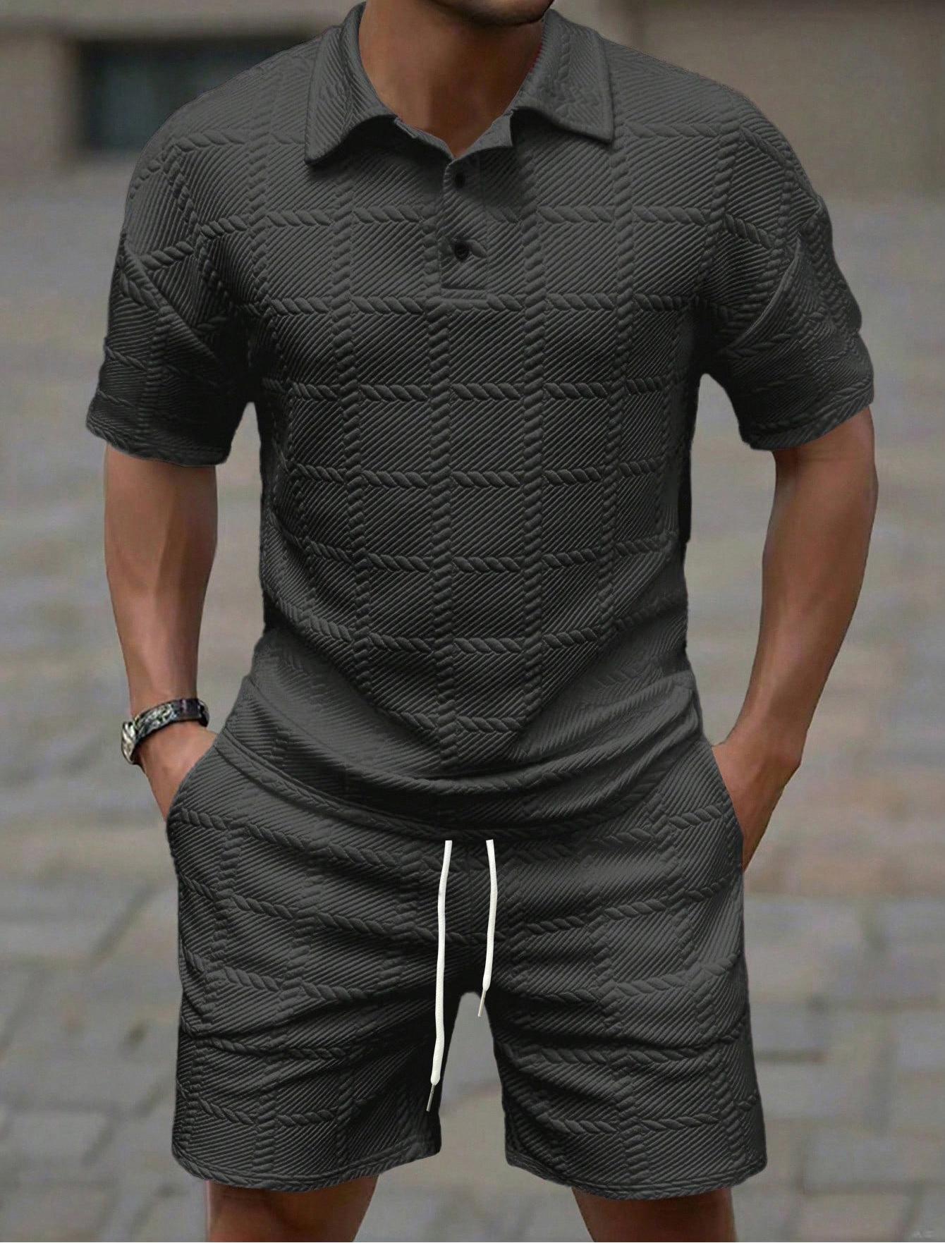 Solid-color Fashion Casual Mens Short-sleeve Set
