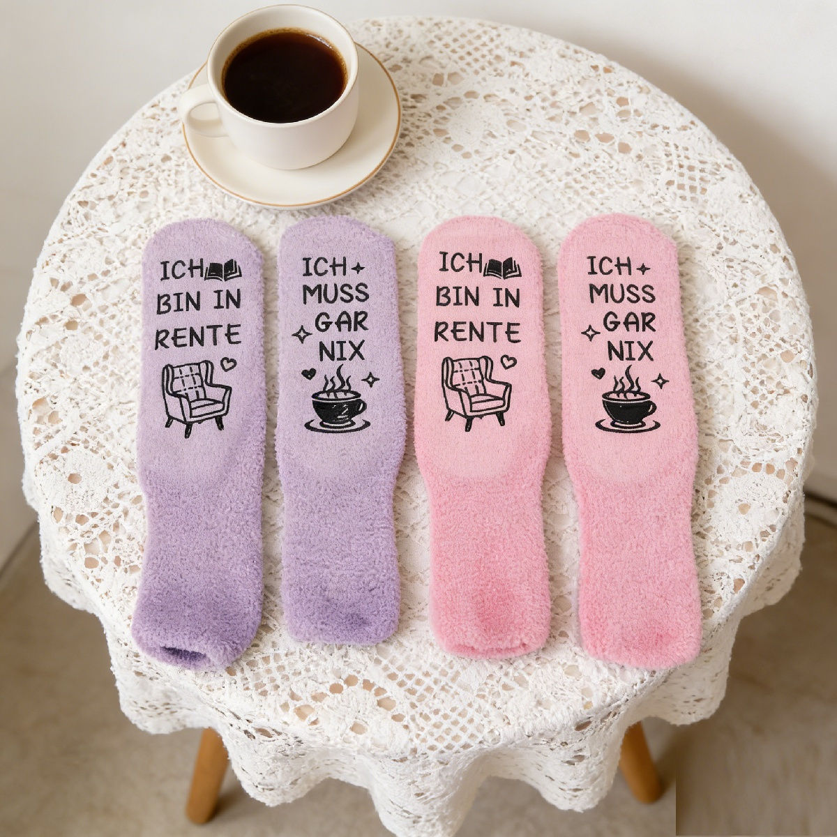 Retirement Gift Socks (2 Pairs) - Pink And Purple Socks As A Gift For Retirees, Soft-Design Party Accessory Set