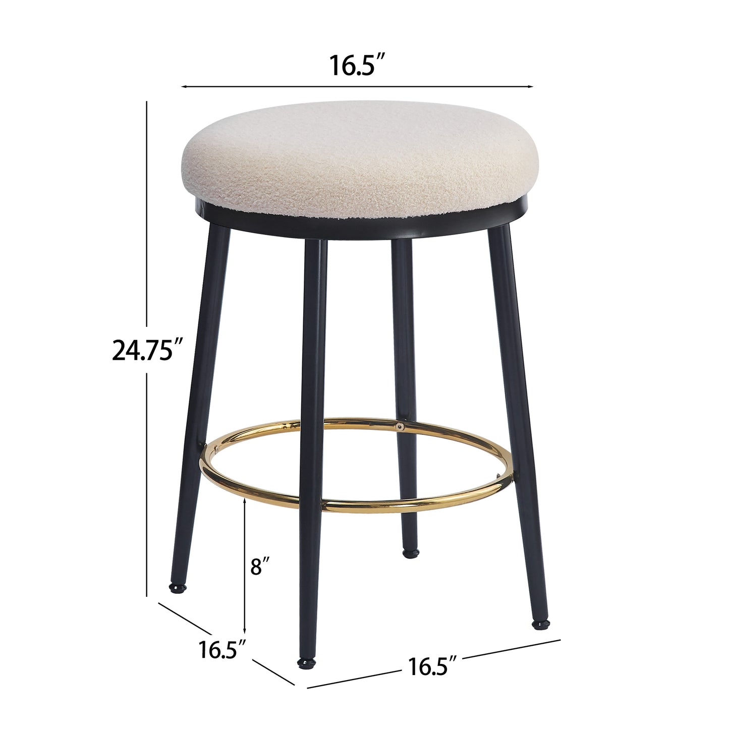 24.75 Modern Counter Stools Set Of 4,White Counter Stools With Iron Frame,Sponge Cushion,Footrest,suitable For Kitchen Bedroom Dining Room.