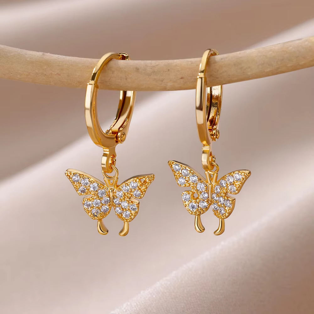 Diamond Butterfly Titanium Steel Ear Clip Women's Light Luxury Accessories