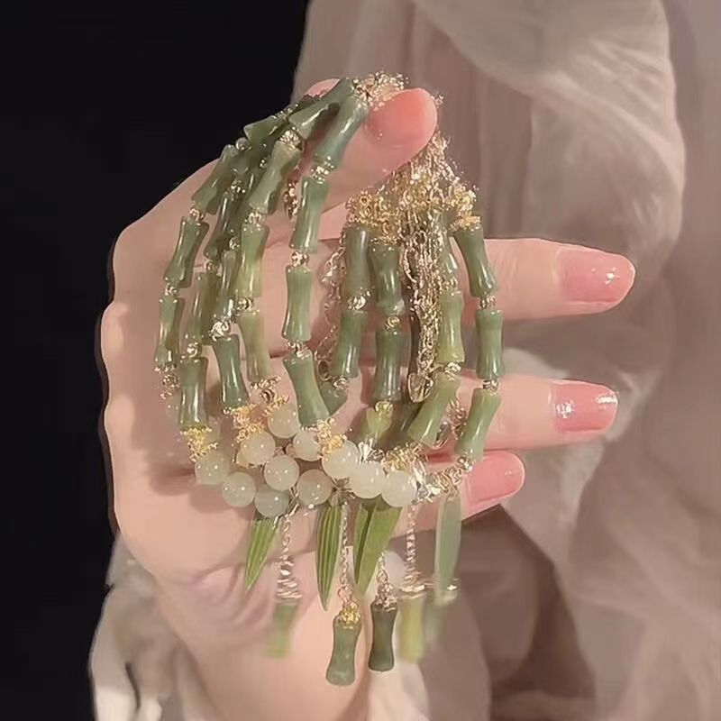 National Style New Chinoiserie Bamboo Beaded Bracelet For Women Retro Niche Design Bamboo Leaf Bracelet High-End Bestie Gift