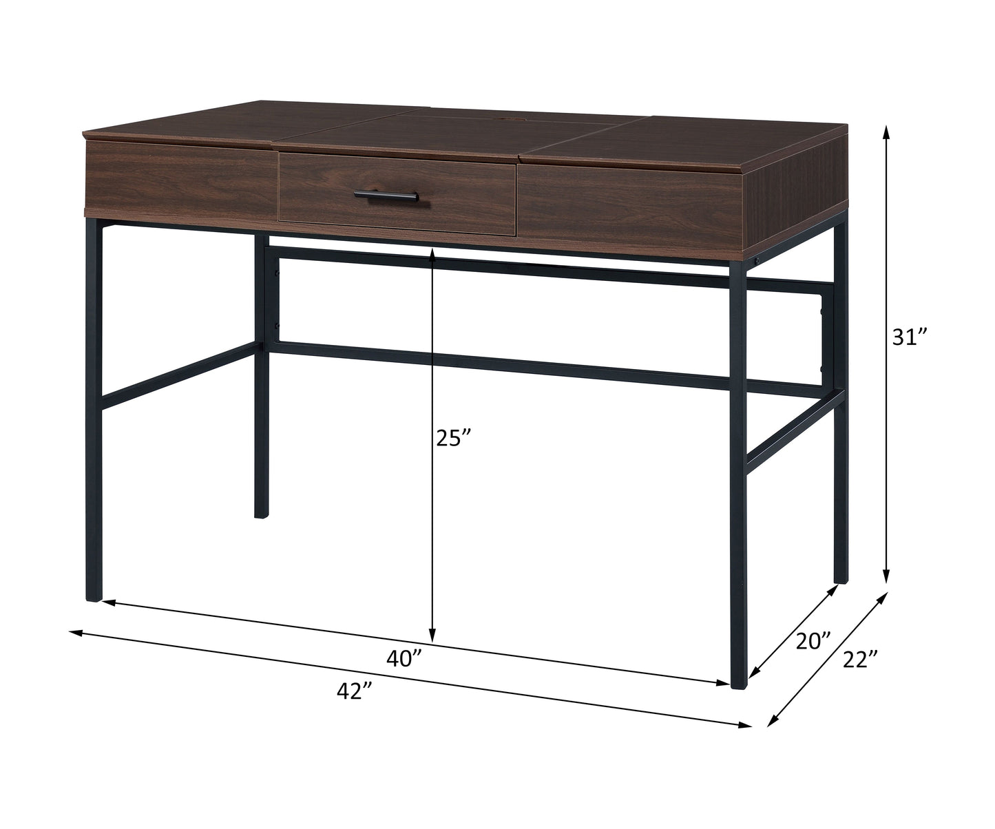 Verster Oak & Black Finish Writing Desk W USB