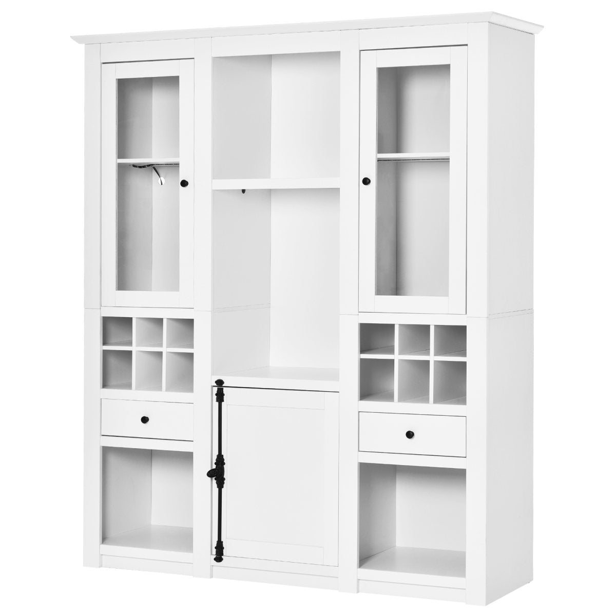 2967707172AAA Showcase With 7-color LED Lighting Display Cabinet Standing Showcase Storage Showcase Cabinet Living Room Cabinet White LED Showcase 3-piece Living Room LED Display Cabinets