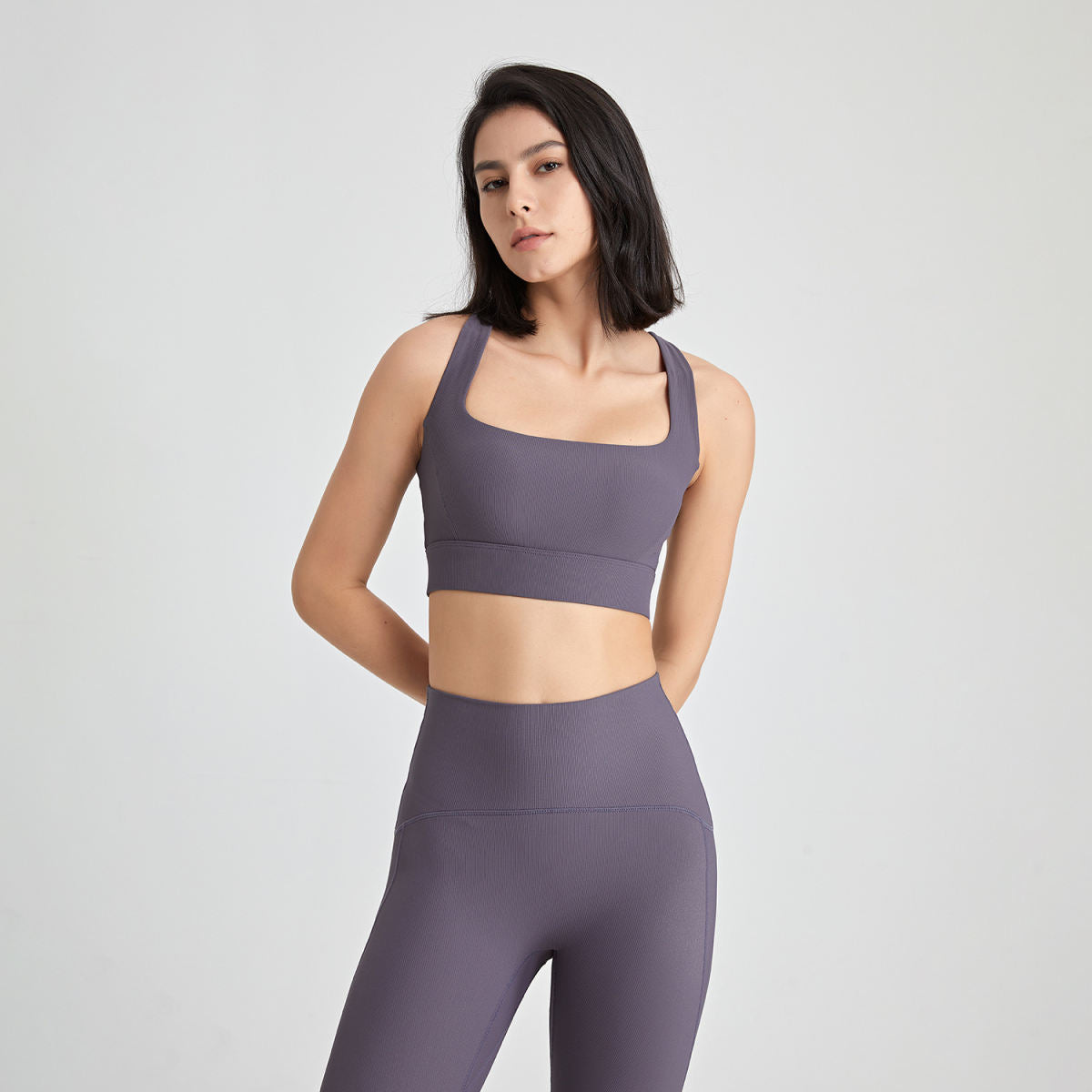 Back U Collar Shockproof Sports Underwear Naked Women Sense Vest Push-up Yoga Clothes Bra