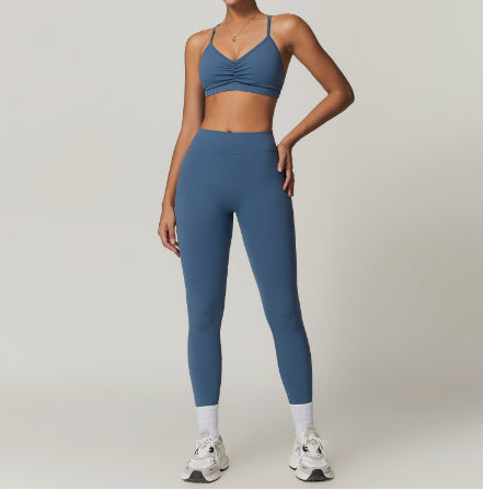 Beauty Back Yoga Clothes Suit Cargo Pocket Sports Suit High Waist Hip Lift Workout Clothes