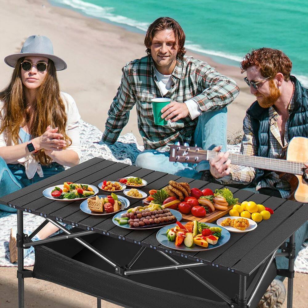 Portable Roll Up Camping Table Foldable Height Adjustable Outdoor Picnic Table