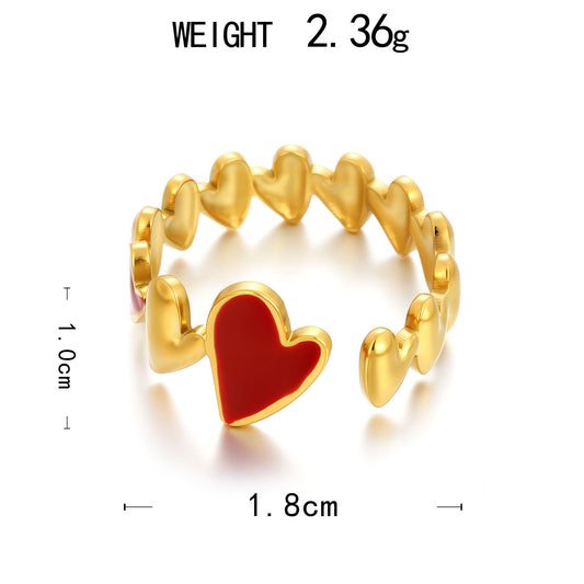 Stainless Steel Adjustable Ring Heart Flower Starfish Shell Fashion Ornament