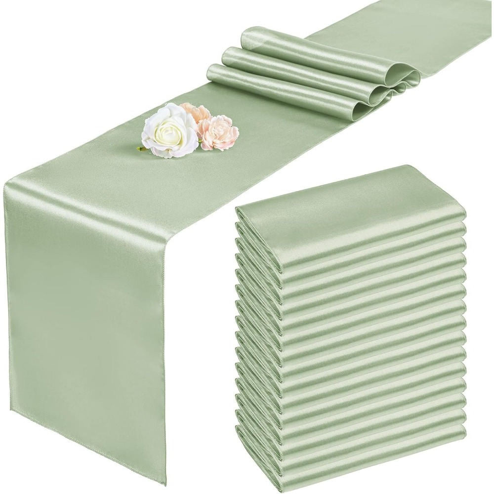 Party Decorations & Accessories – 12-Pack Table Runners, 30 X 275 Cm, Solid Sage Green, Polyester Rectangles For Weddings, Christmas, Birthday Parties, Banquets, Graduation Parties, Engagements