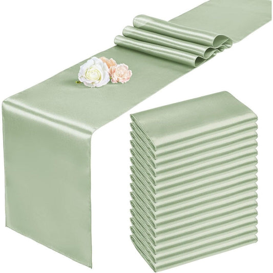 Party Decorations & Accessories – 12-Pack Table Runners, 30 X 275 Cm, Solid Sage Green, Polyester Rectangles For Weddings, Christmas, Birthday Parties, Banquets, Graduation Parties, Engagements