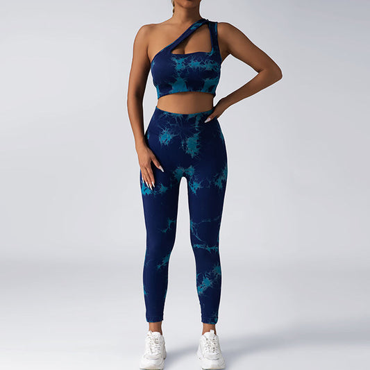 Fashion Seamless Knitted Tie-dye Yoga Suit Women