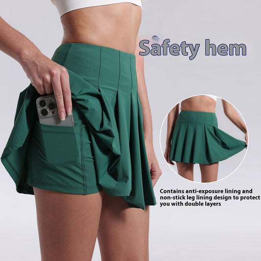 Aerobics High Waist Anti-exposure Running Quick-drying Fitness Yoga Exercise Pleated Tennis Skirt