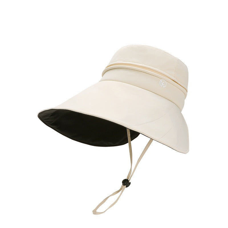 New Summer Vinyl Sun Protection Hat, Windproof Oversized Wide Brim For Women, UV Protection, Versatile For Outdoor Casual Wear