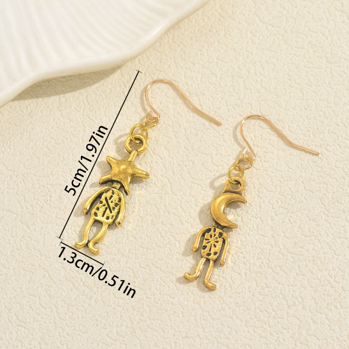 New Arrival European American Women Stud Earrings, Hot Selling On Temu, Niche Retro Geometric Star Element Design, Versatile Daily Fashion Ear Jewelry For Ladies