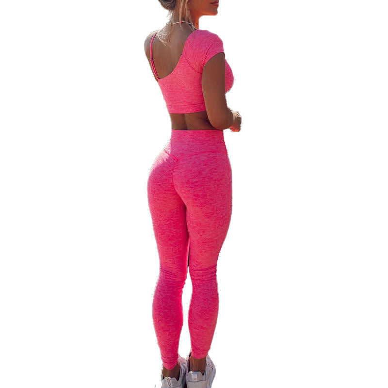 Women's Asymmetric Bra Fitness Yoga Pants Two-piece Set